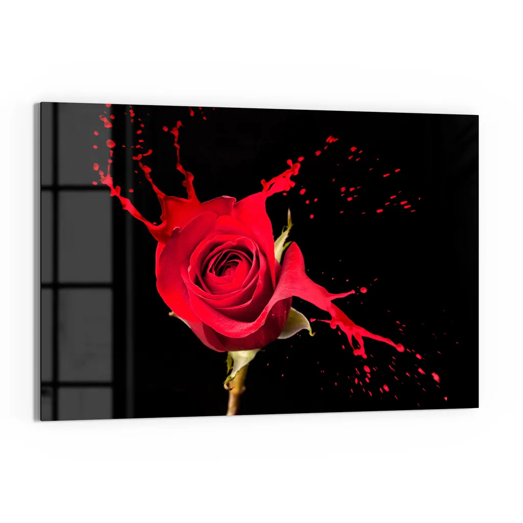 DEQORI Magnettafel Glas 60x40 cm 'Zerfließende Rosenblüte' beschreibbar Whiteboard